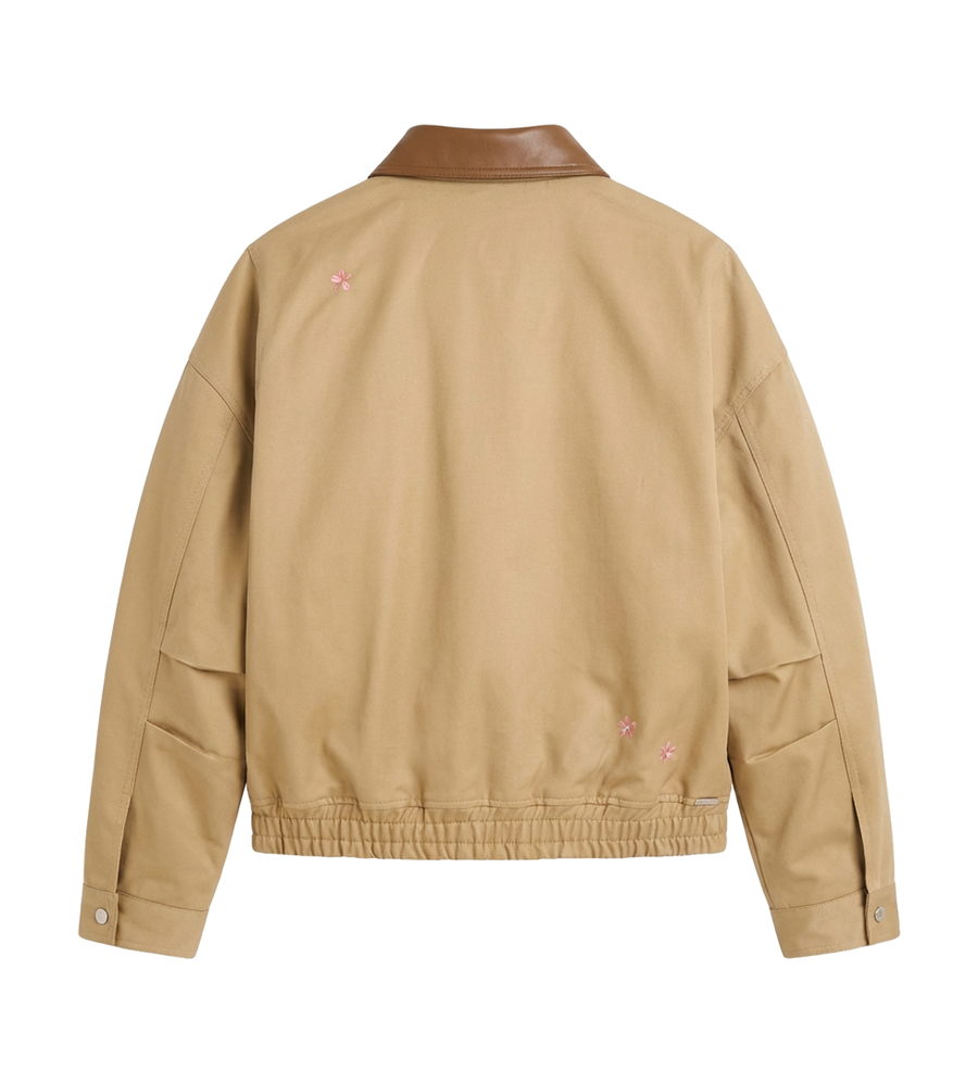 Nahmias Sand Bloom Zip Up Workwear Jacket in Sand Twill