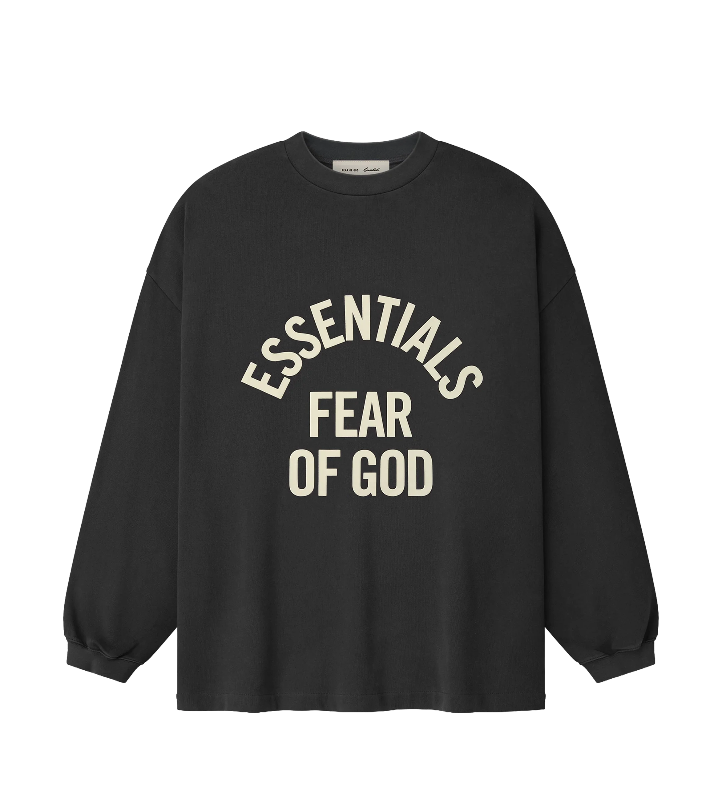 Fear of God Essentials Campus 90s Long Sleeve Tee in Faded Black