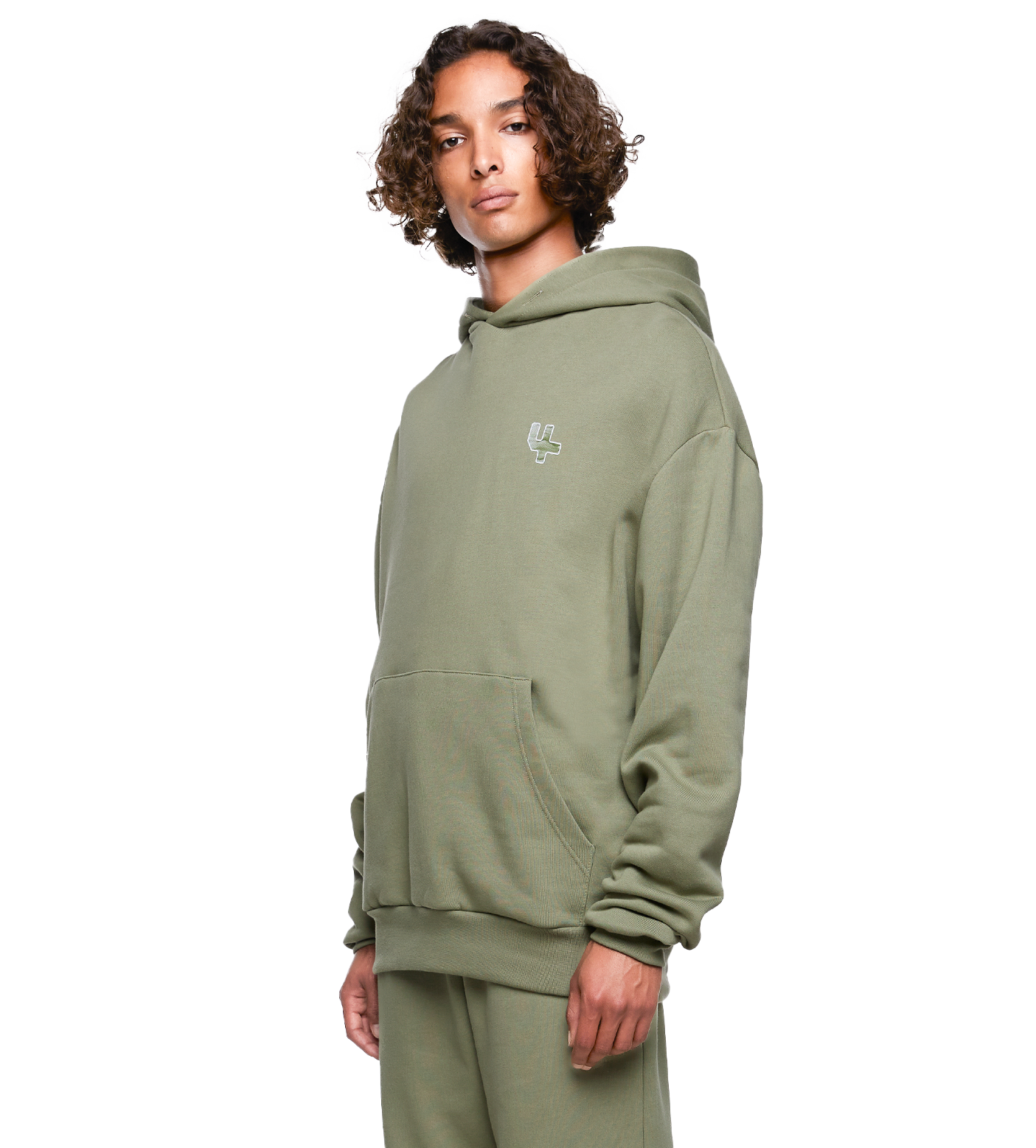 SD Outline Logo Hoodie Oil Green