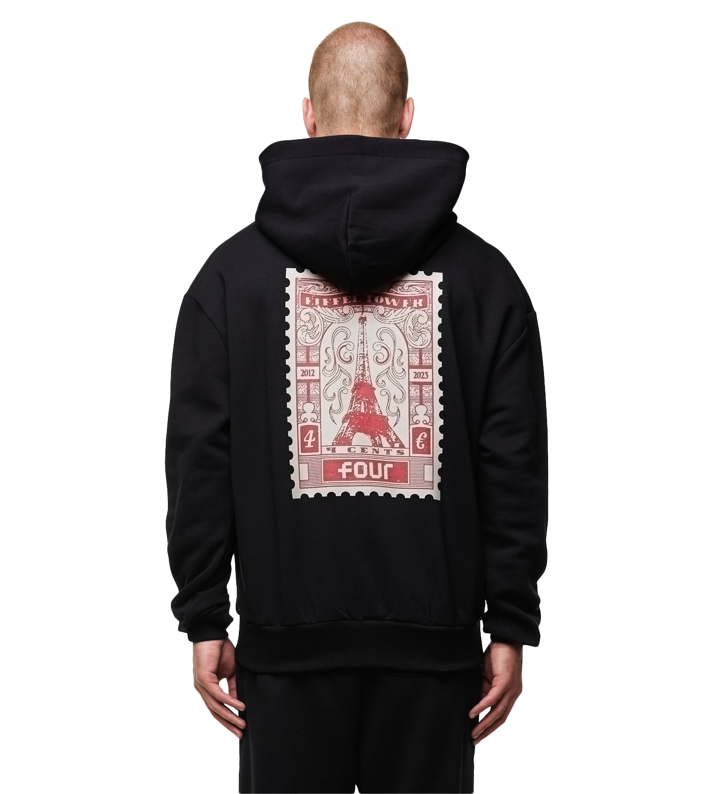 Stamp Eiffel Tower Hoodie Black