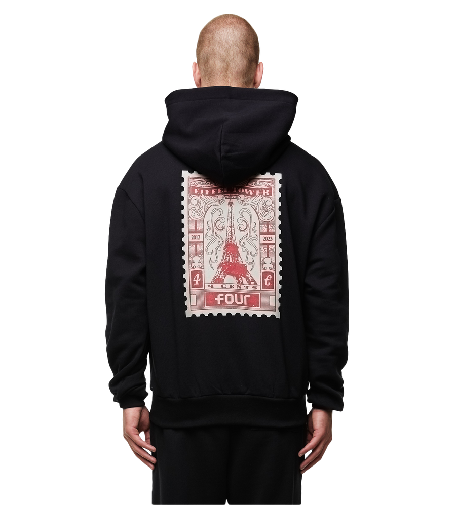 Stamp Eiffel Tower Hoodie Black