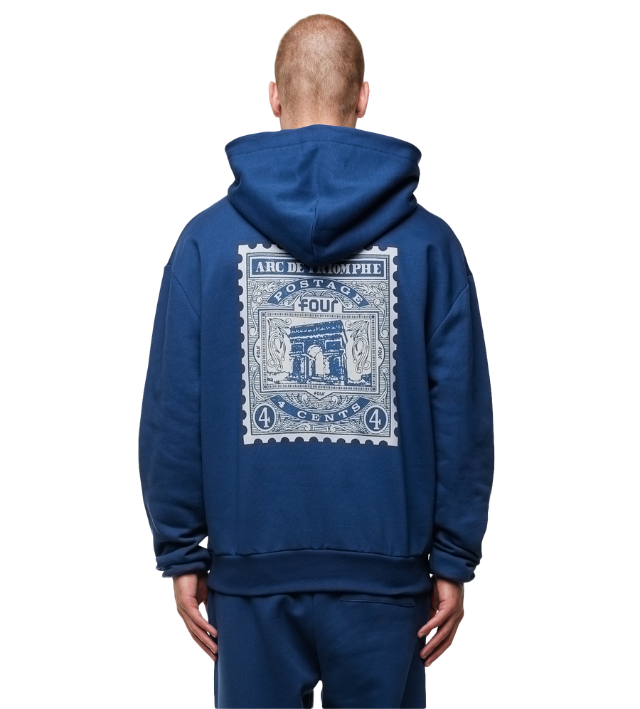 Stamp Arc de Triomphe Hoodie Insignia Blue