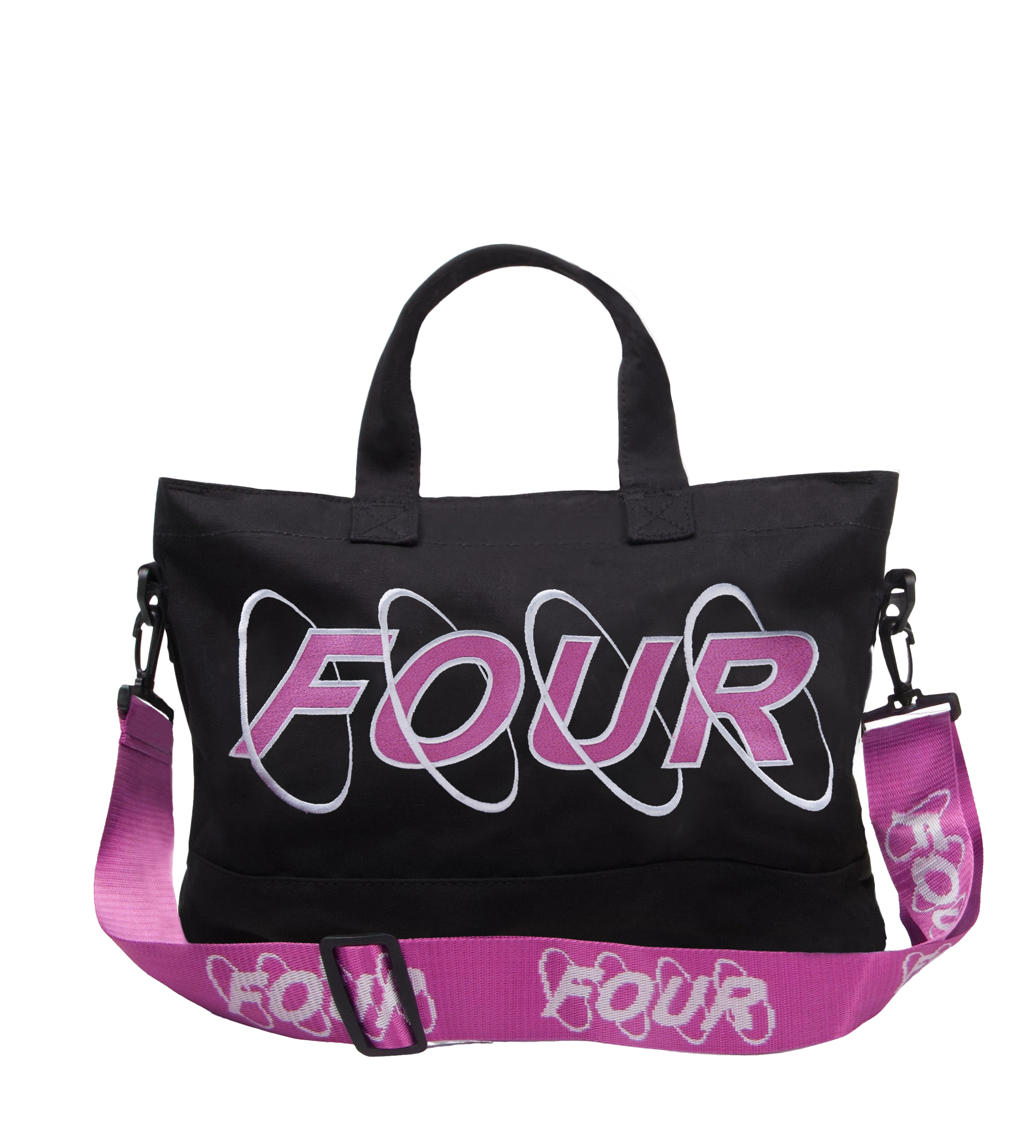 Cirkels borduurshopper wit/roze