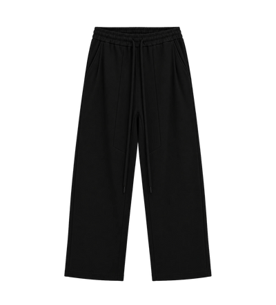 Geweven wollen joggingbroek teer