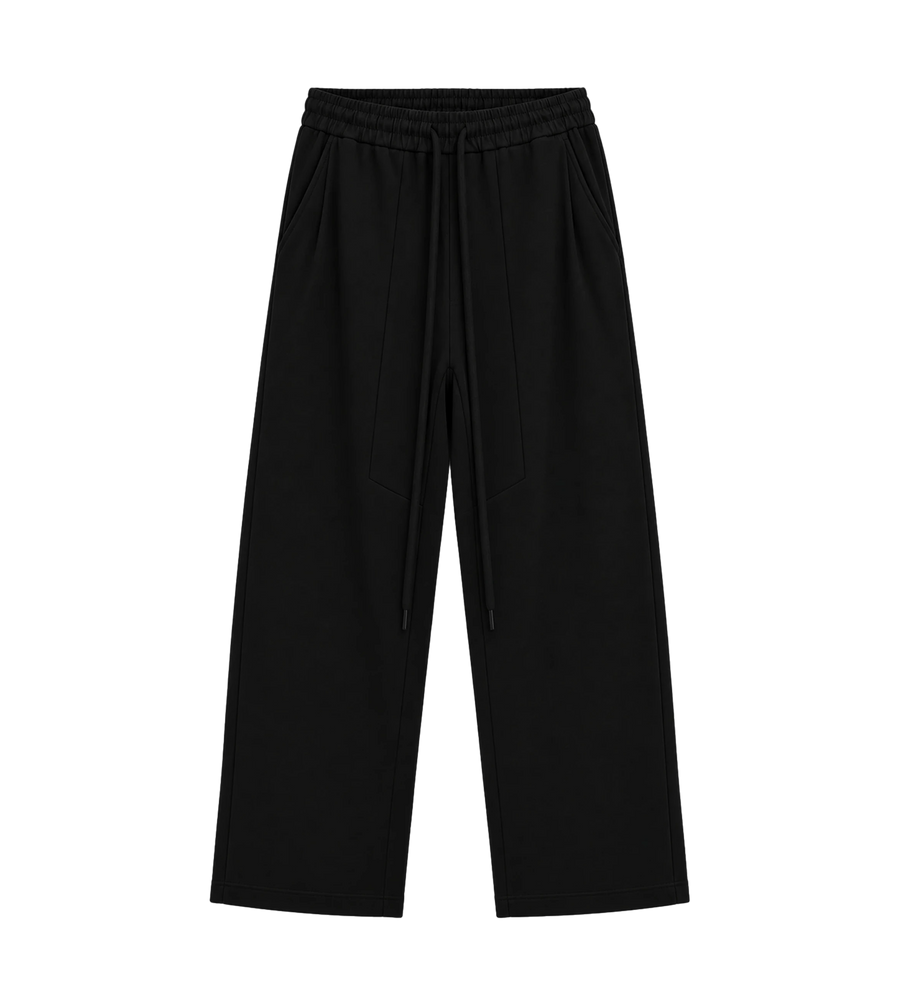 Geweven wollen joggingbroek teer