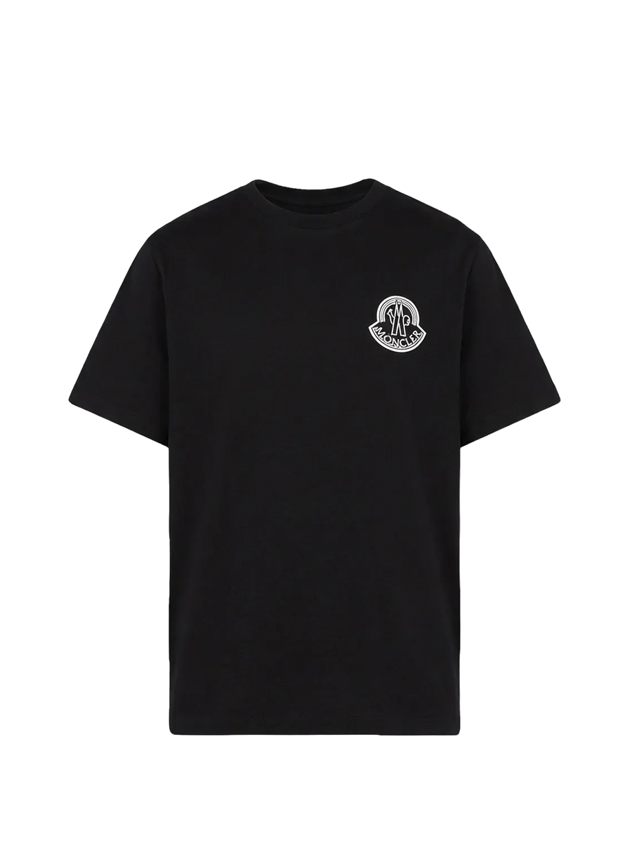 Moncler Logo Cotton Jersey T-Shirt in Black
