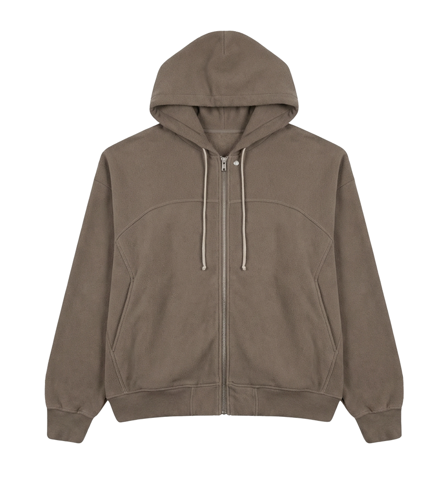 Rick Owens Terry Zip-Up Hoodie in Dust