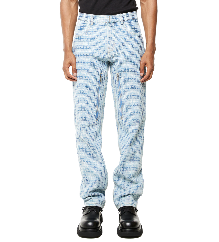 Loose Fit Cargo Jeans Light Blue
