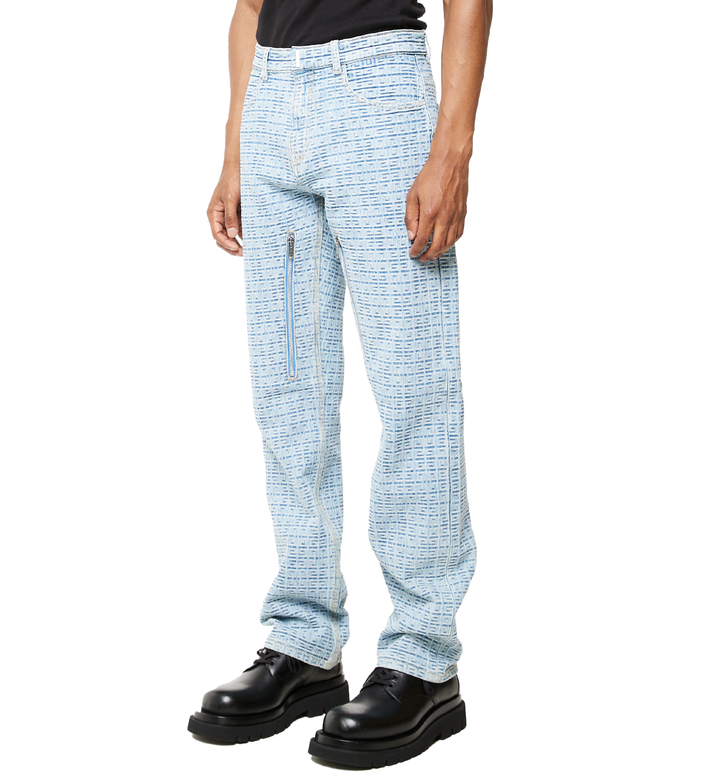 Loose Fit Cargo Jeans Light Blue