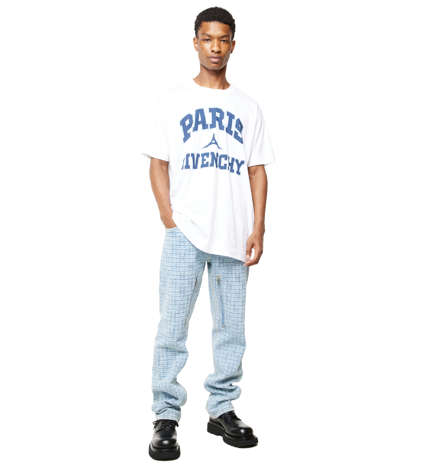 Loose Fit Cargo Jeans Light Blue