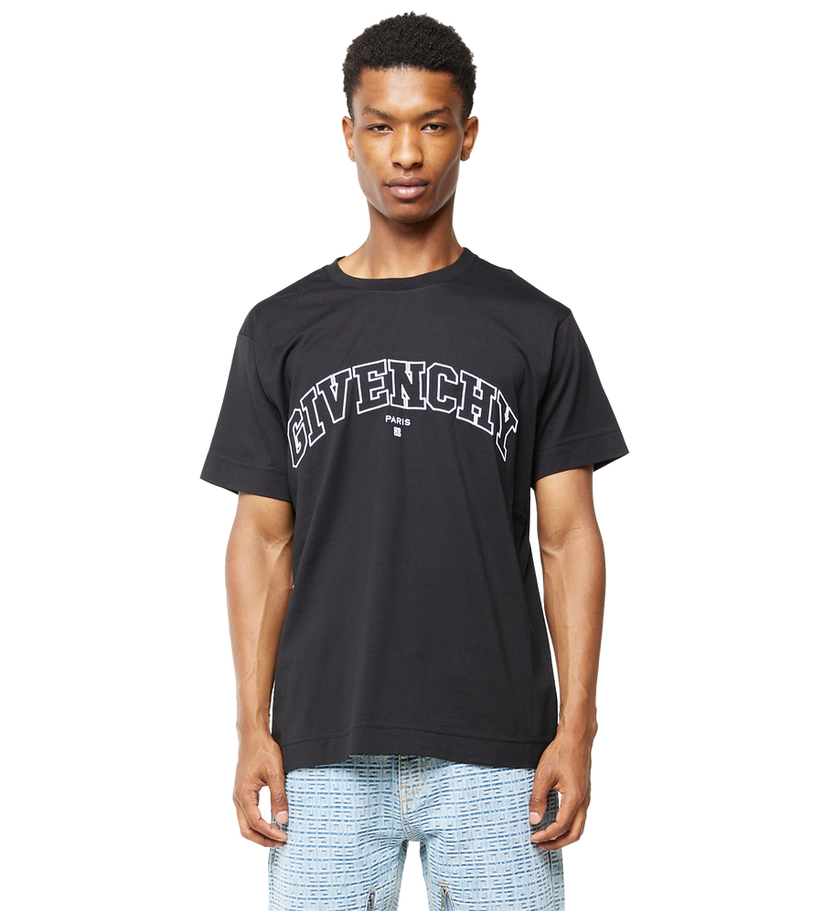 College Embroidery T-Shirt Black