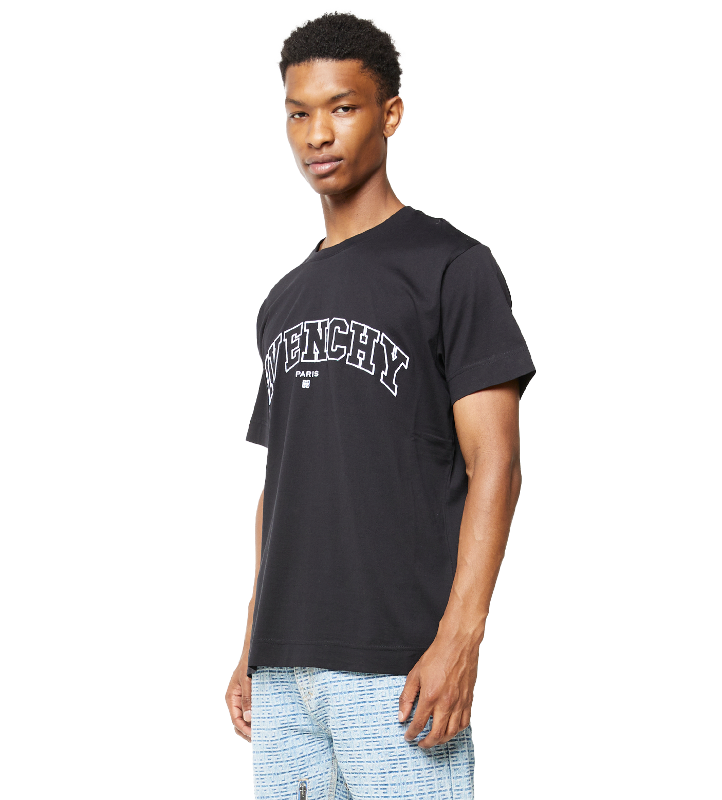 College Embroidery T-Shirt Black