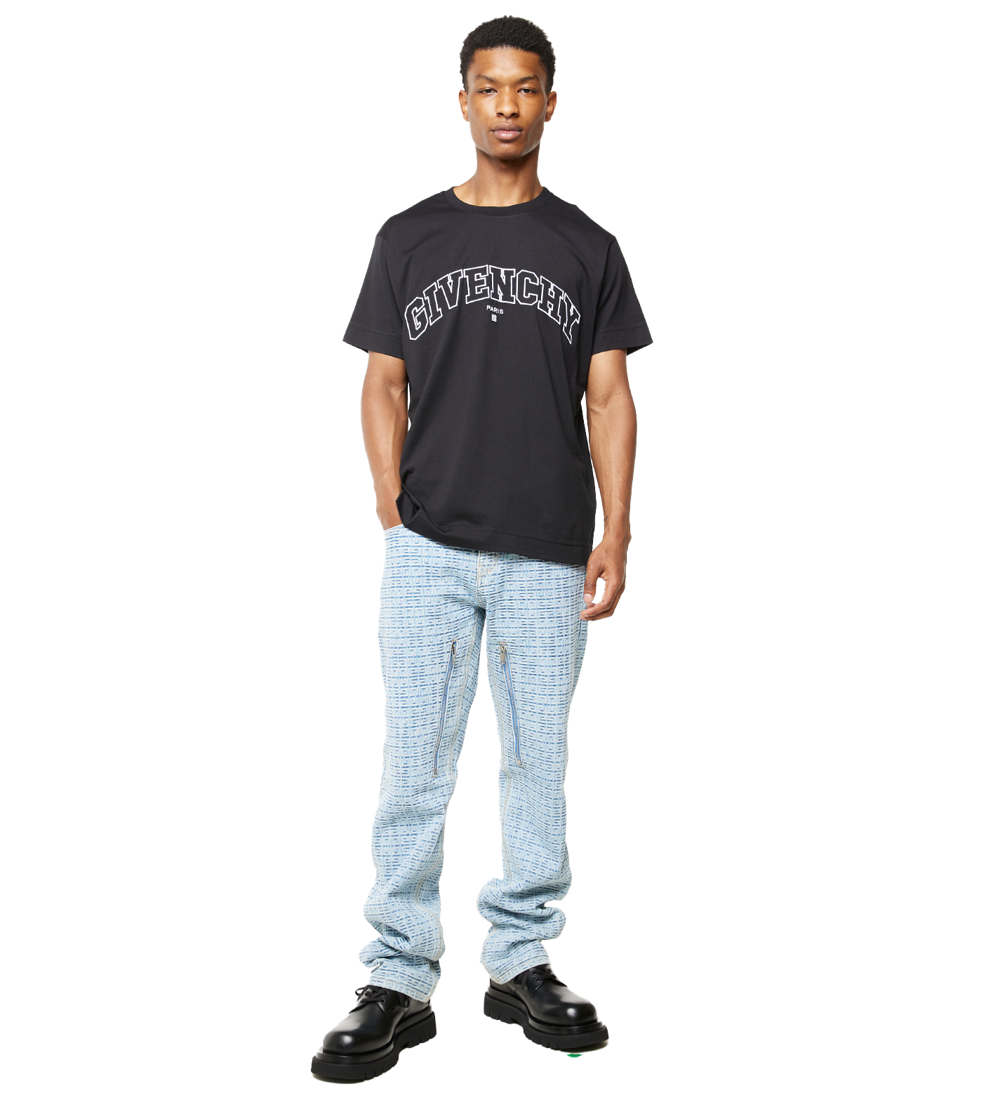 College Embroidery T-Shirt Black