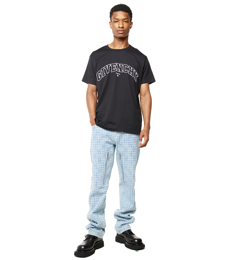 College Embroidery T-Shirt Black