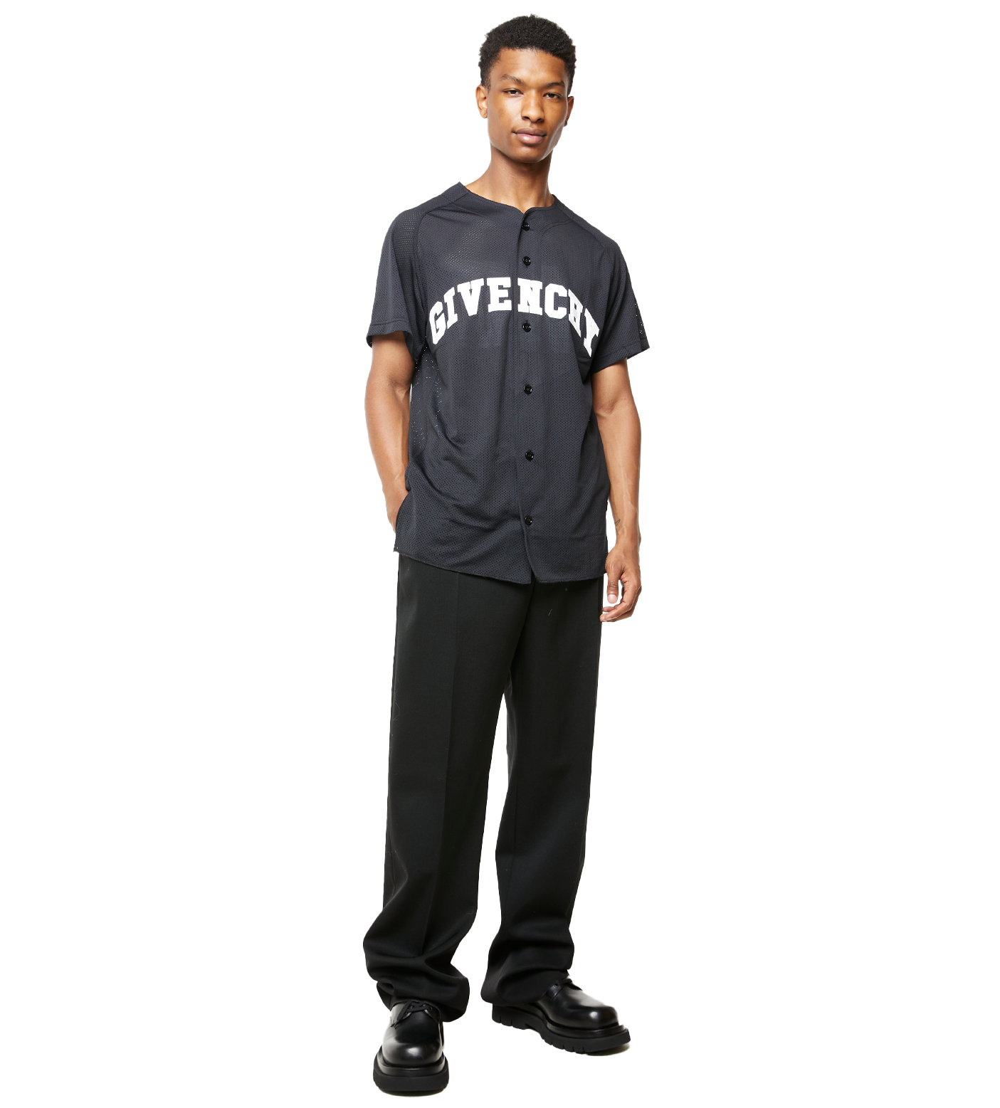 College Baseball Mesh Shirt Black