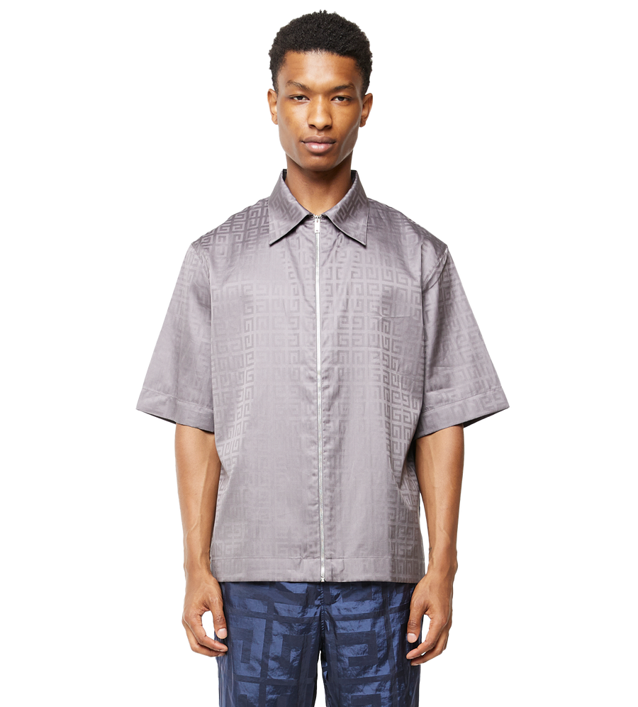 Boxy Fit Zipped Jacquard Shirt Titanium