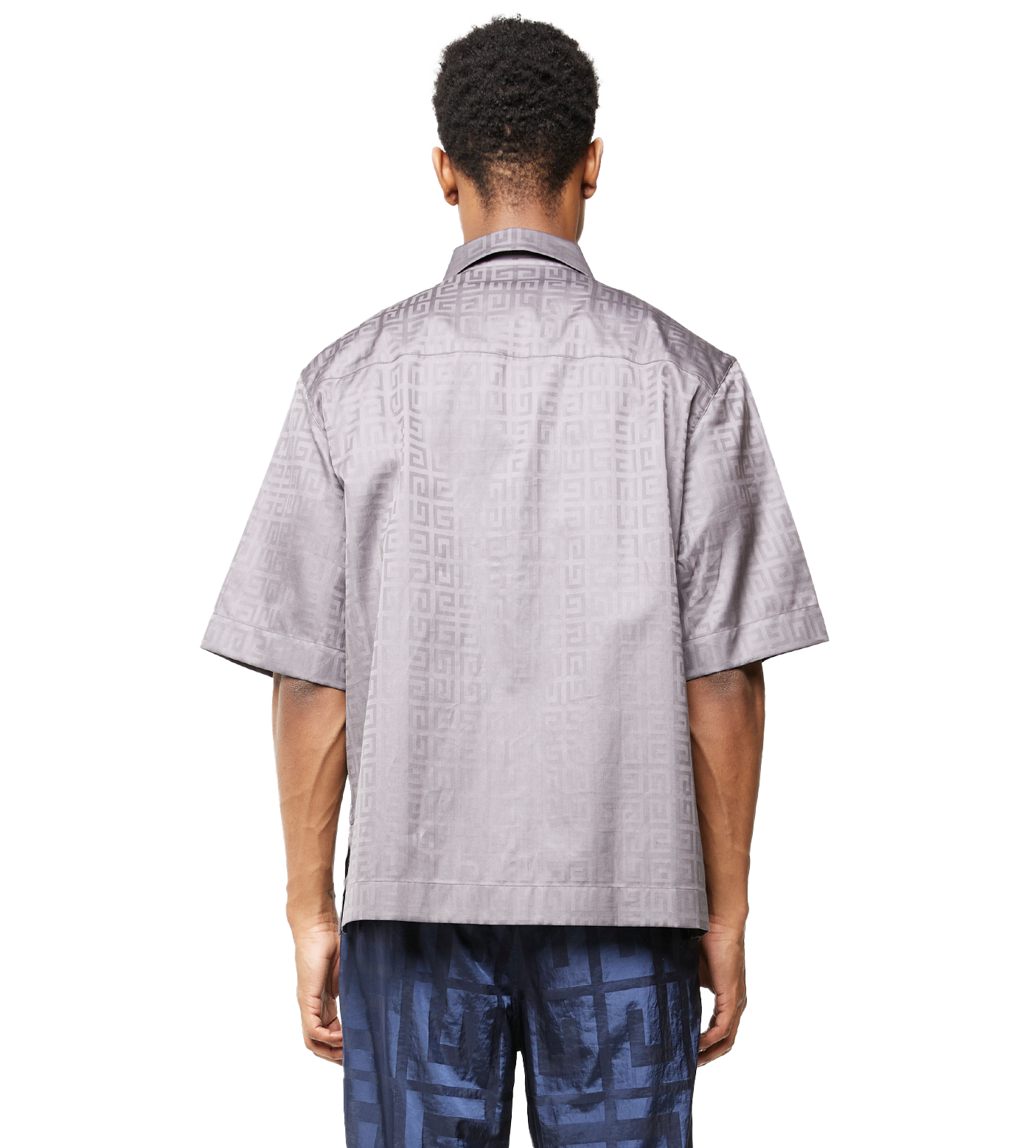 Boxy Fit Zipped Jacquard Shirt Titanium