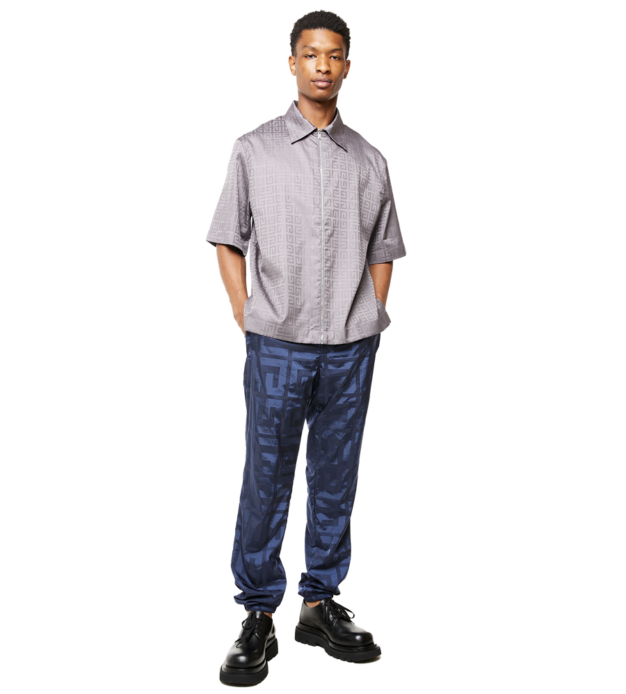 Boxy Fit Zipped Jacquard Shirt Titanium