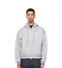 Logo Boxy Zip Up Hoodie Grey Melange