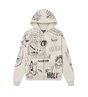 Graffiti Mirror Face Zip-Up Hoodie Grey