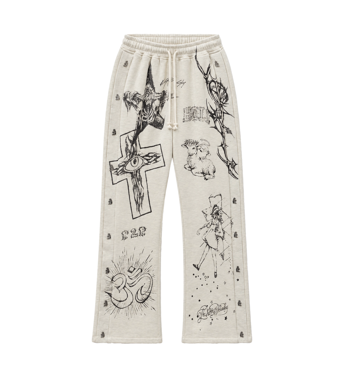 Graffiti Mirror Face Sweatpants Grey