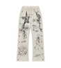 Graffiti Mirror Face Sweatpants Grey