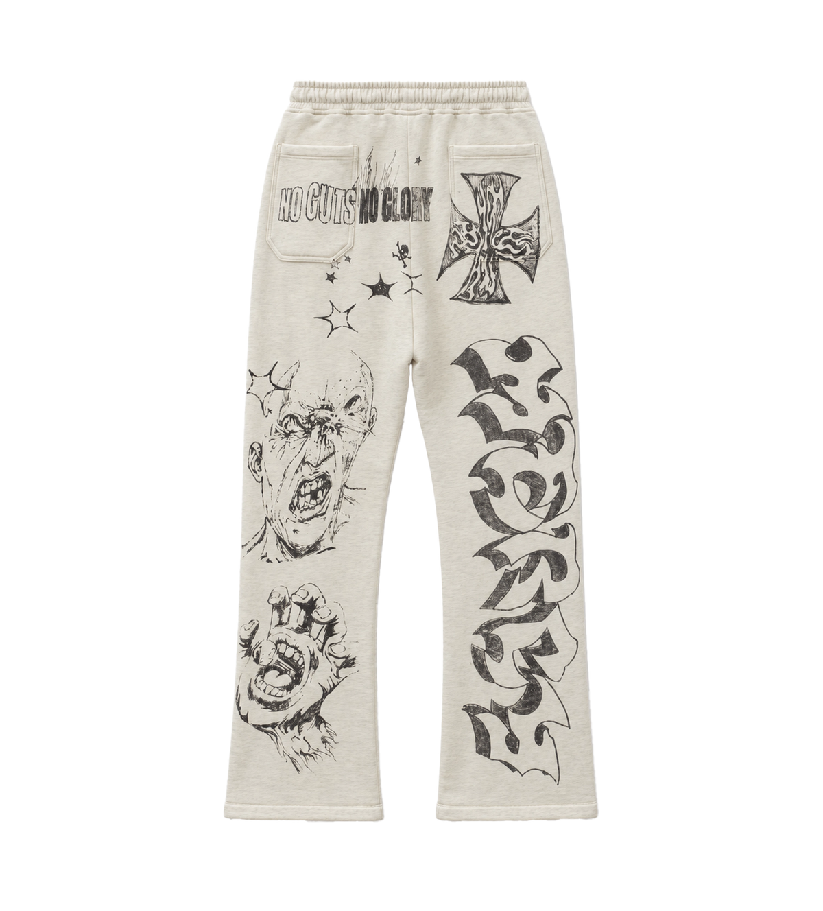 Graffiti Mirror Face Sweatpants Grey