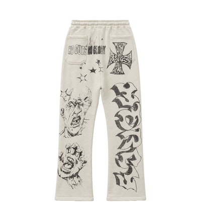 Graffiti Mirror Face Sweatpants Grey