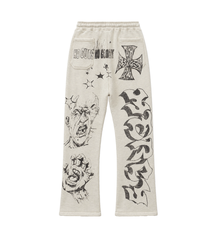 Graffiti Mirror Face Sweatpants Grey