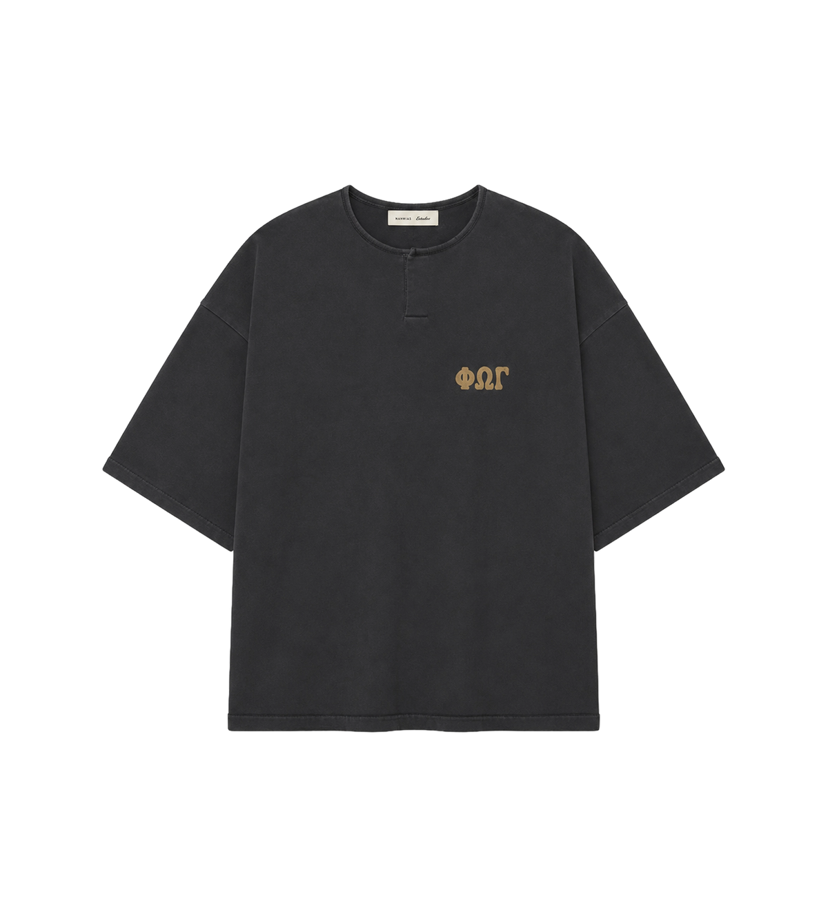 3/4 Henley Sweatshirt Washed Iron Grey