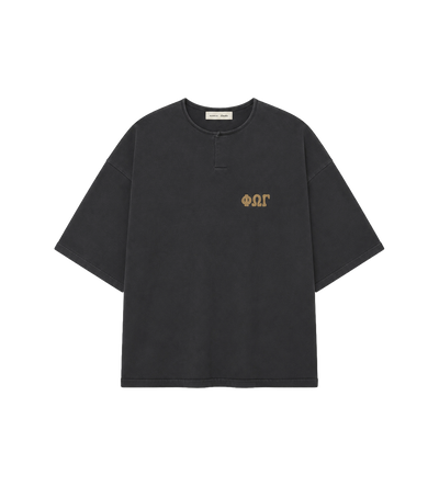 3/4 Henley Sweatshirt Washed Iron Grey