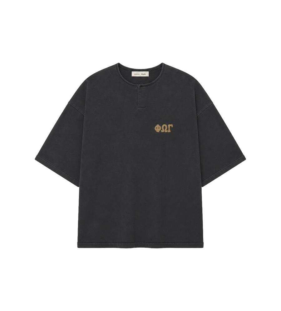 3/4 Henley Sweatshirt Washed Iron Grey