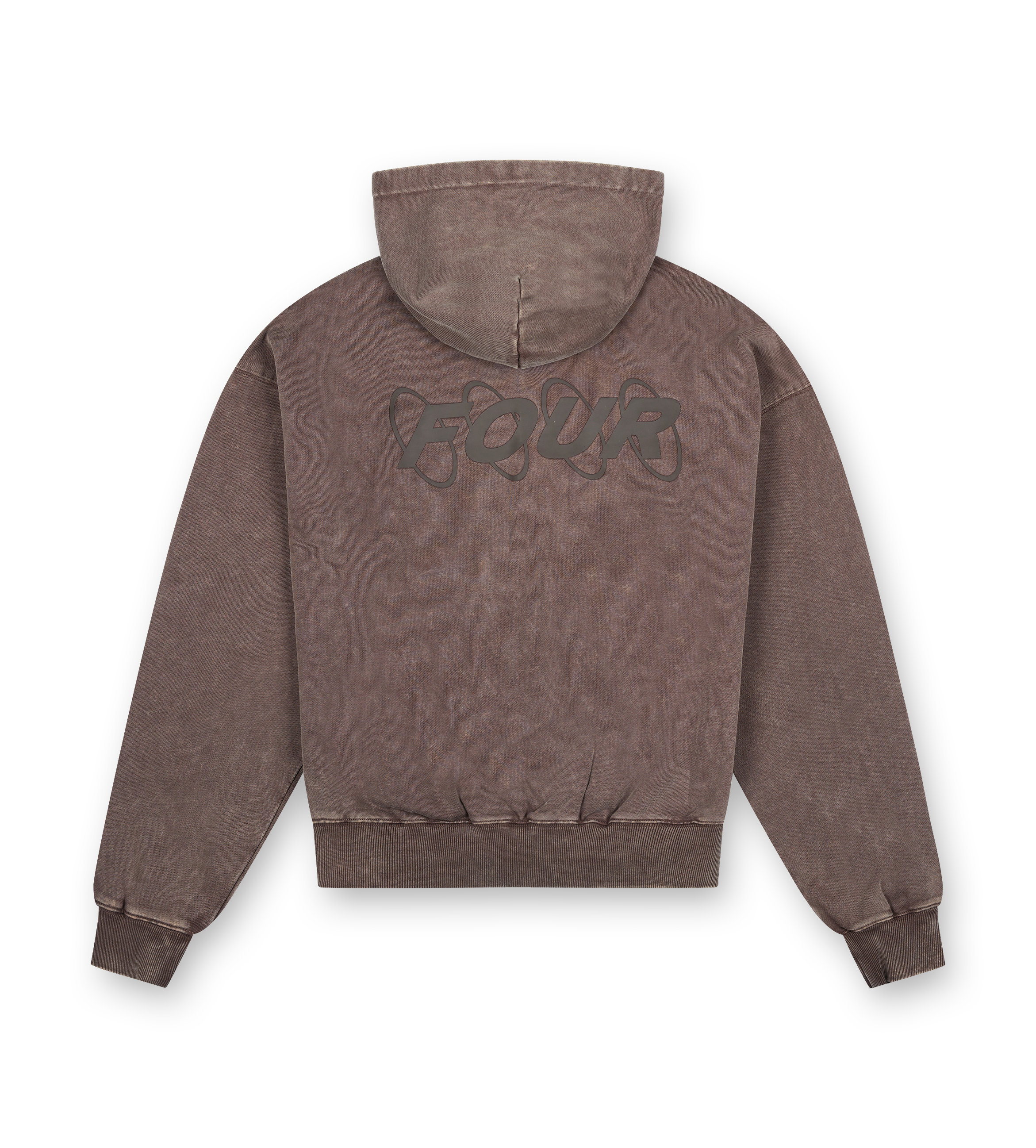 Circles Boxy Zip Up Hoodie Washed Brown