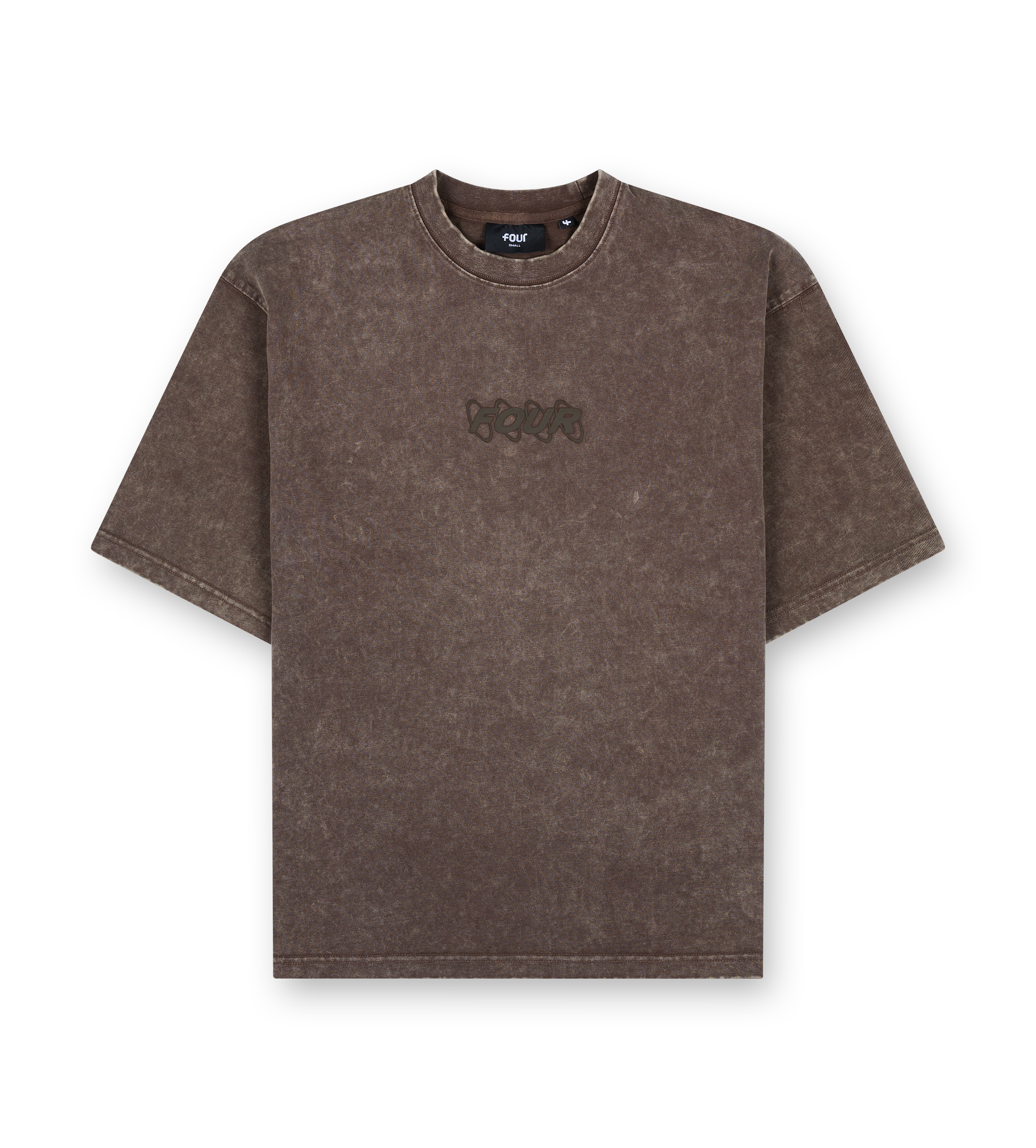 Cirkels boxy T-shirt gewassen bruin