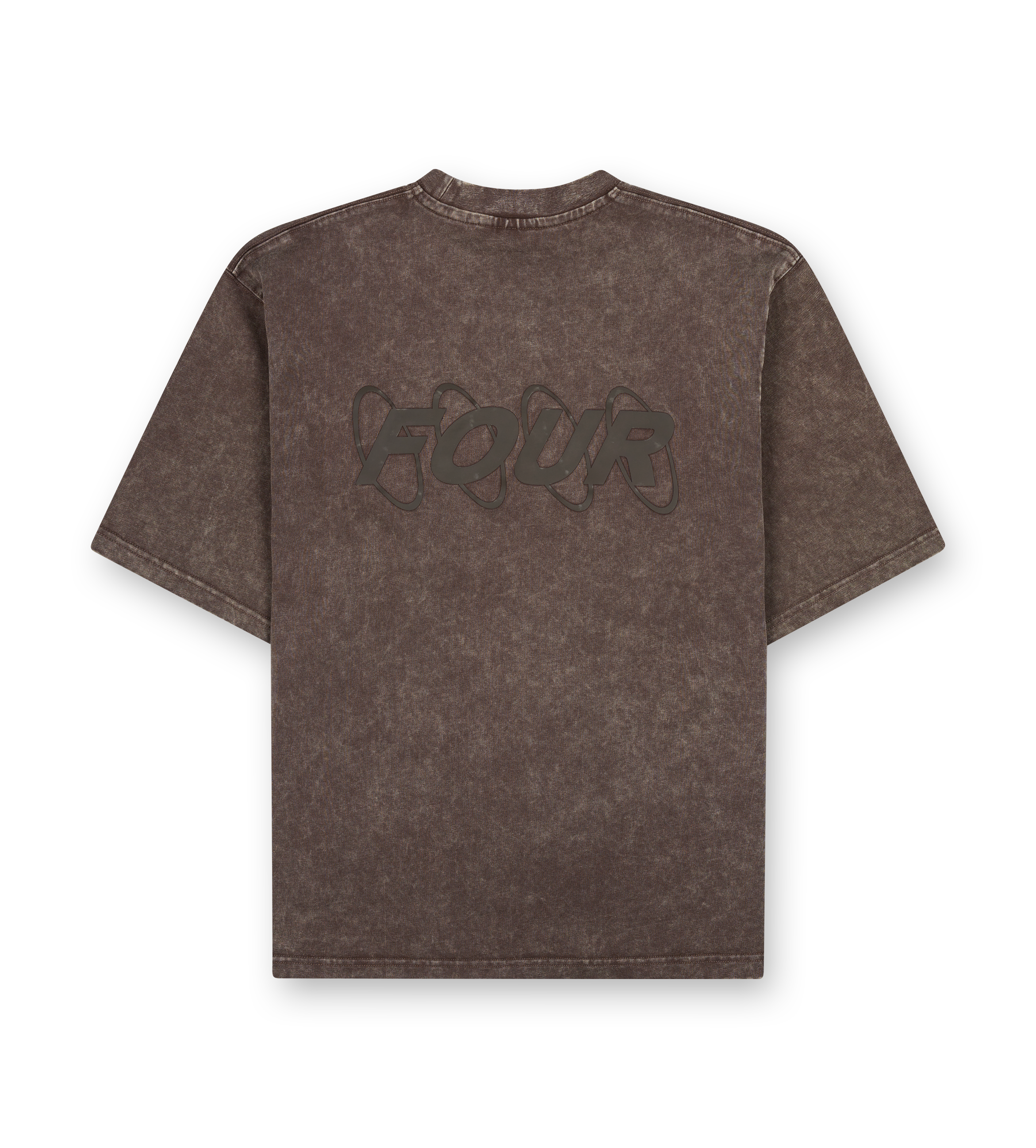 Cirkels boxy T-shirt gewassen bruin