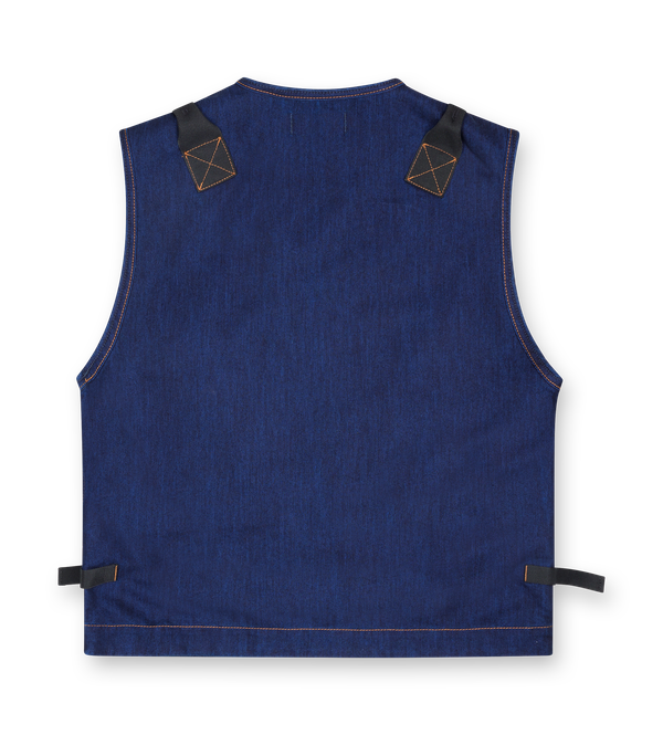 Stone Island Denim Research Utility Vest in Blue Rinse