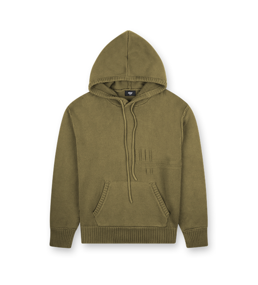 Knitted Hoodie Deep Olive