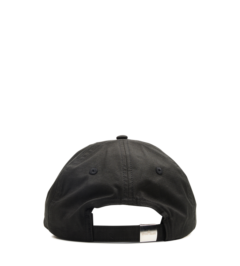 Stone Island-logo geborduurde ripstop-pet in zwart