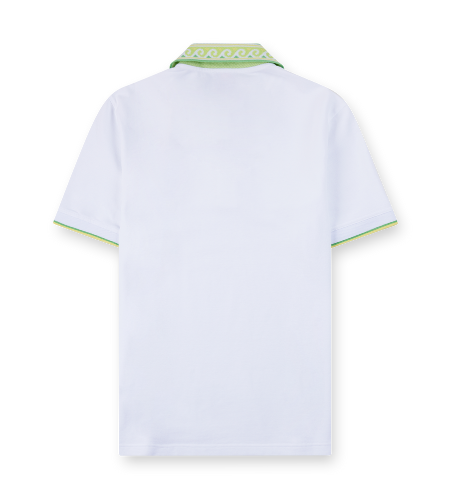 Casablanca Laurel Trim-Collar Polo Shirt in White