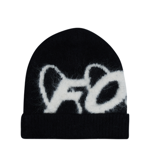 Big Circles Fluffy Beanie Black