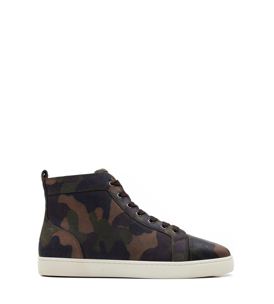 Christian Louboutin Louis High-Top Sneakers in Camouflage/Café Green