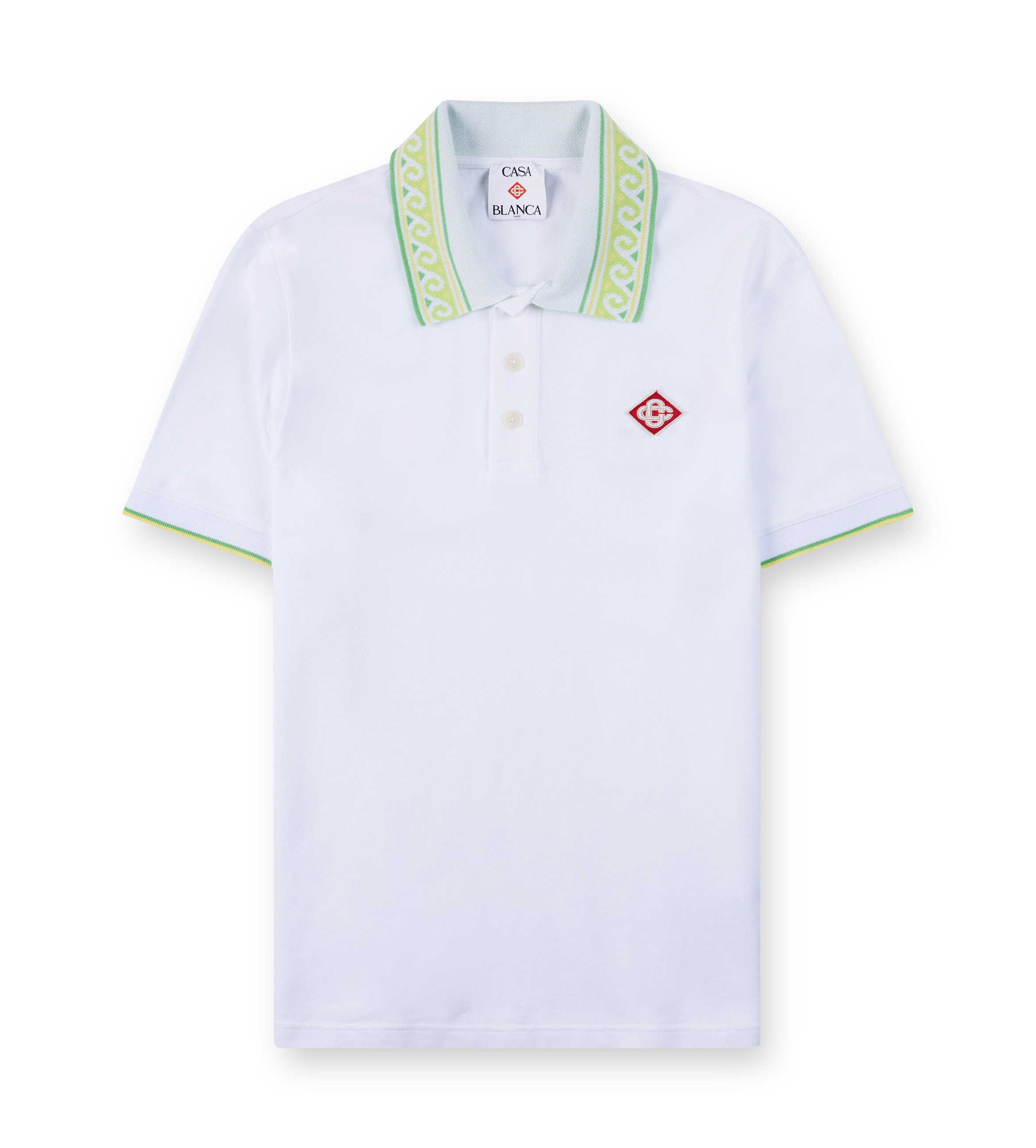 Casablanca Laurel Trim-Collar Polo Shirt in White