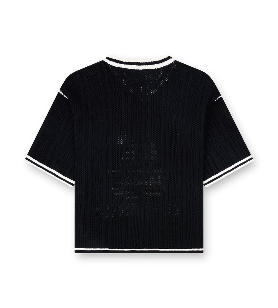 Nahmias Knit Star Football Shirt in Black