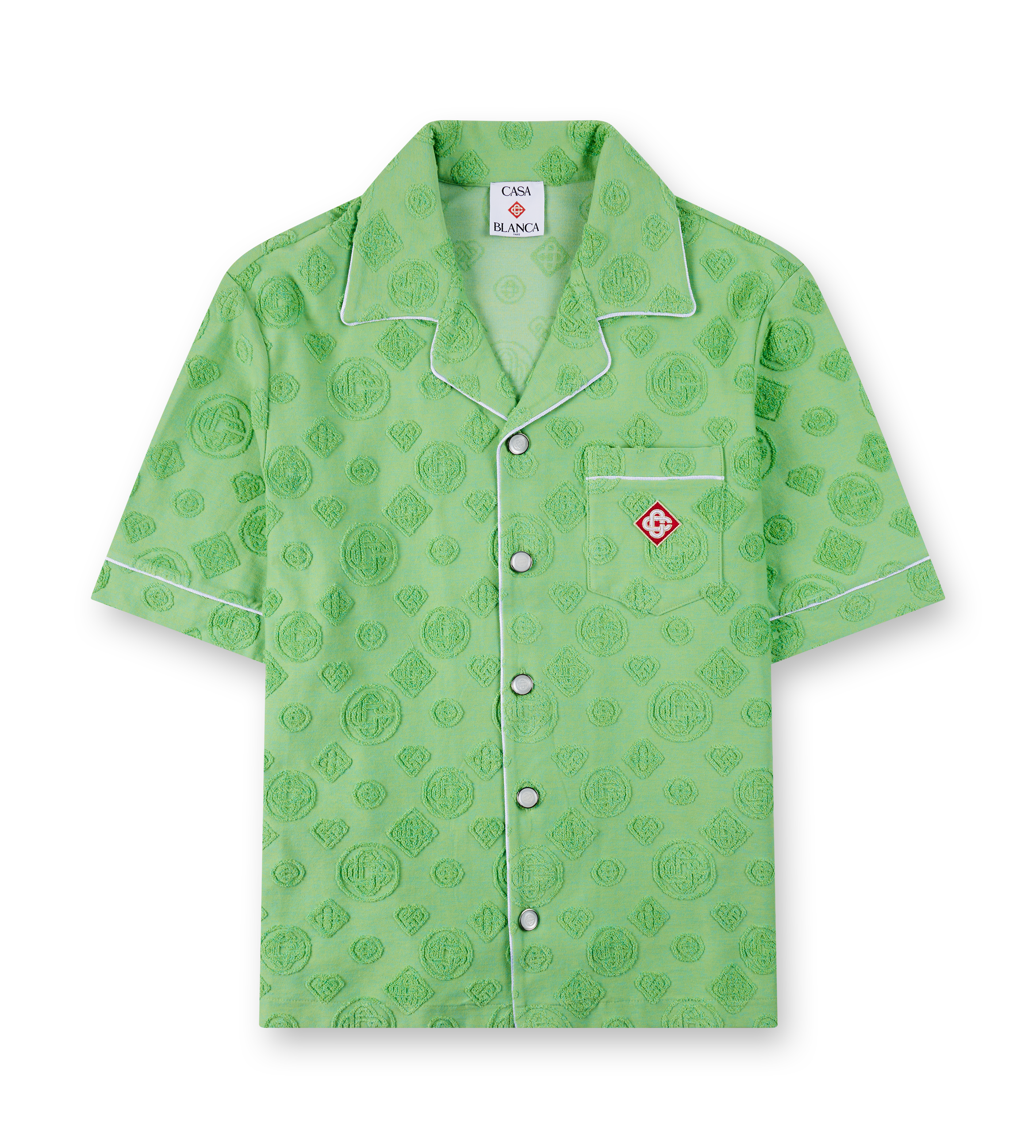 Casablanca Towelling Monogram Short Sleeve Shirt in Green