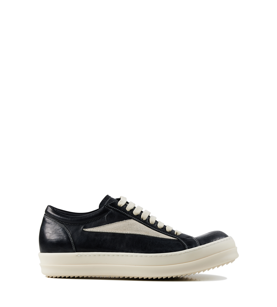 Rick Owens Temple Vintage Sneaks in Black/Milk/Milk