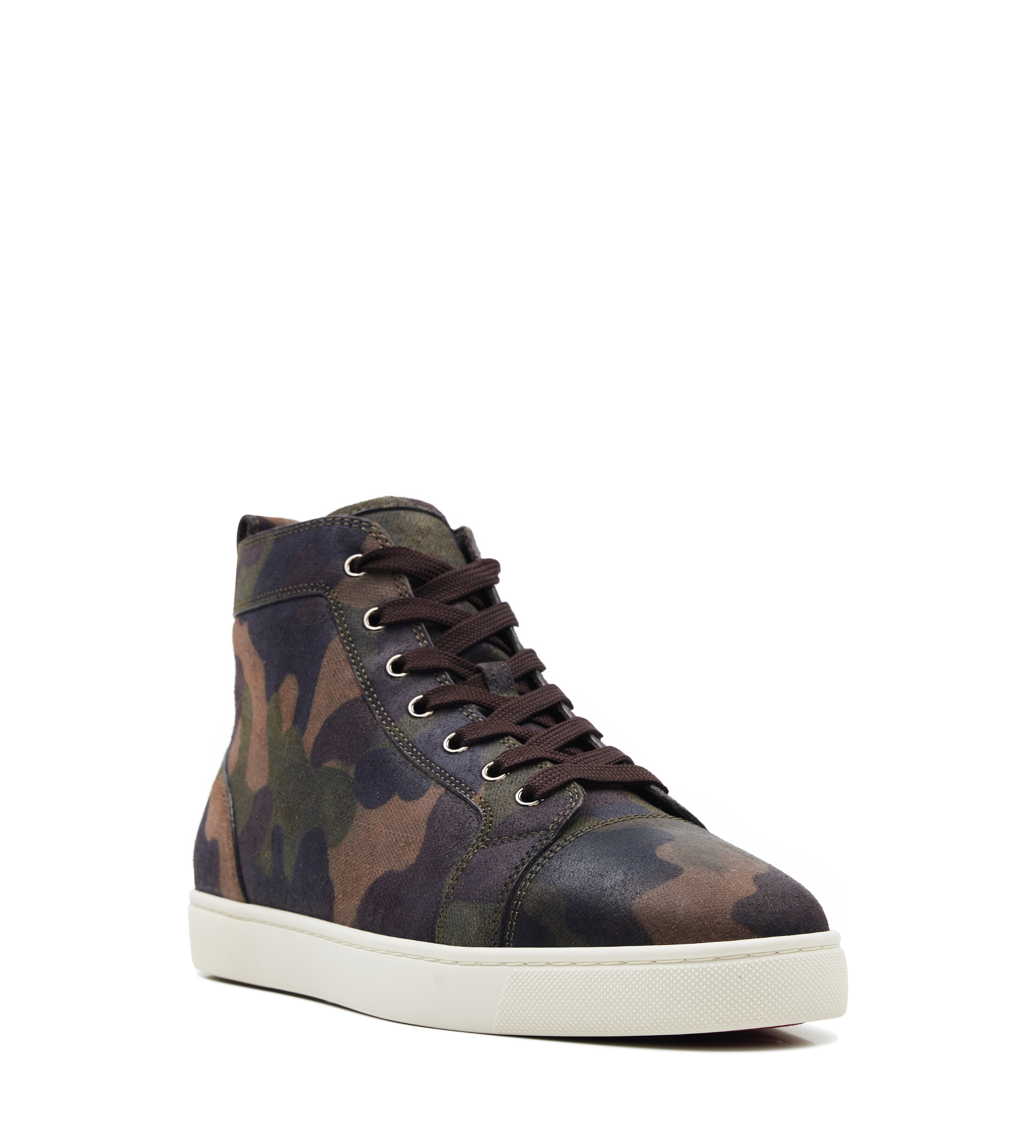 Christian Louboutin Louis High-Top Sneakers in Camouflage/Café Green