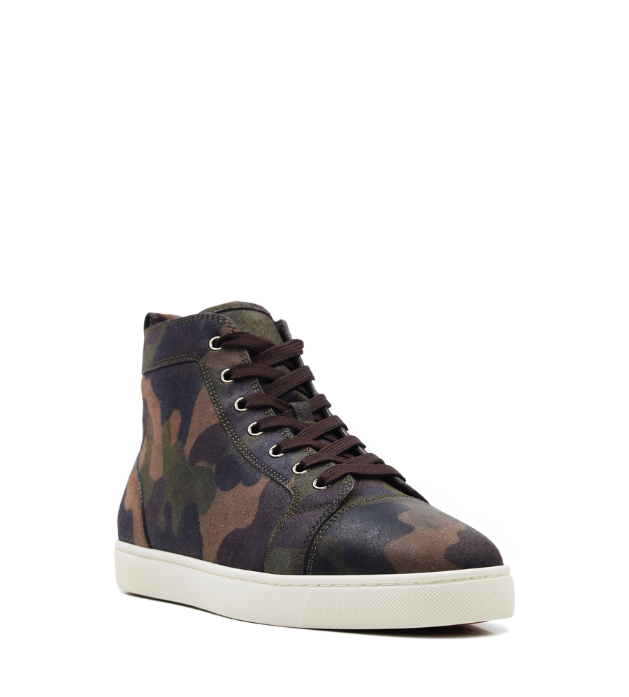 Christian Louboutin Louis High-Top Sneakers in Camouflage/Café Green