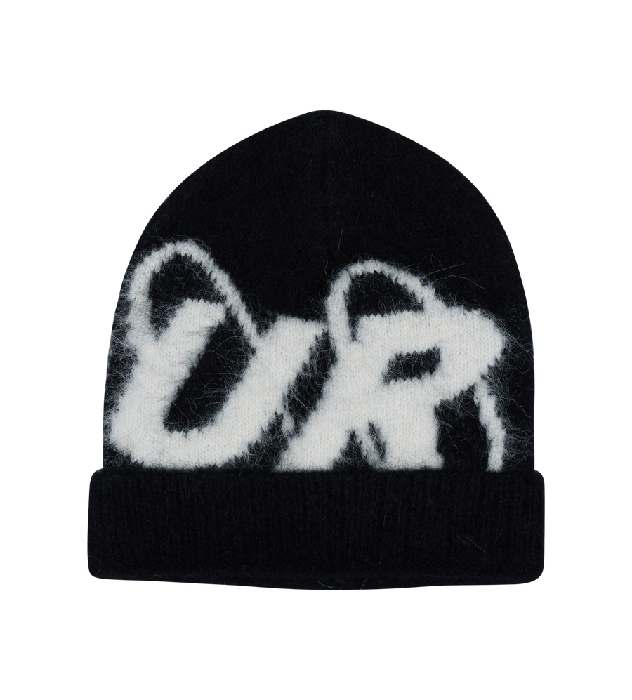 Big Circles Fluffy Beanie Black