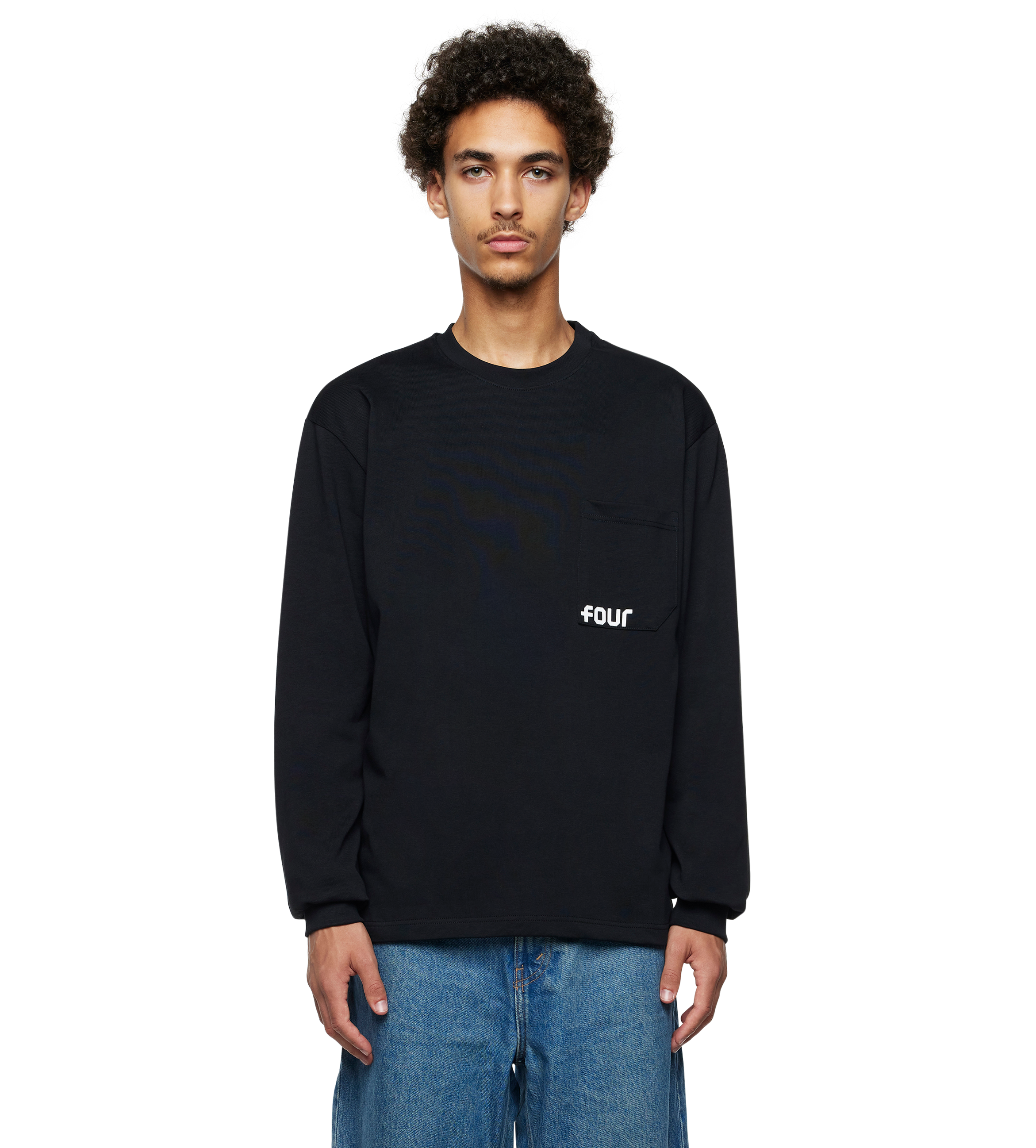 Logo Long Sleeve Pocket T-shirt Black