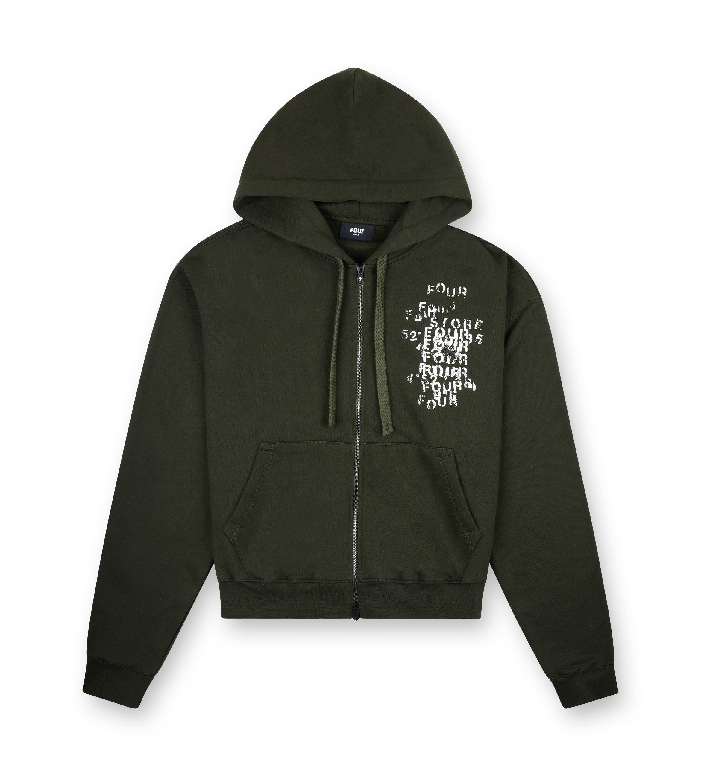 Grunge Zip Up Hoodie Army Green